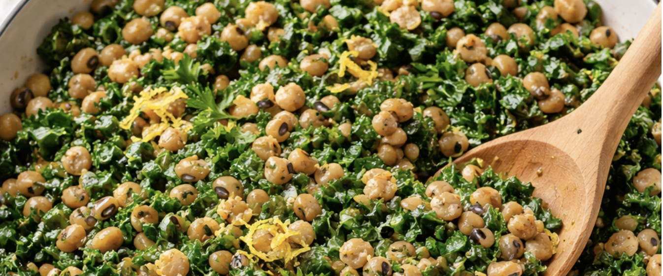 Black-Eyed Peas with Lemon, Garlic & Greens